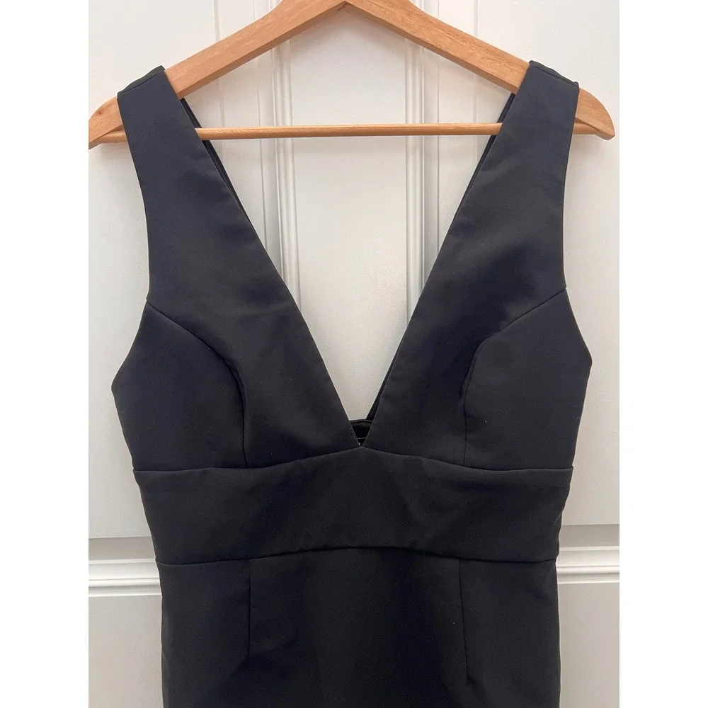 Lulus Womens Black Deep V-Neck Sleeveless Bodycon Mini Dress Large LBD